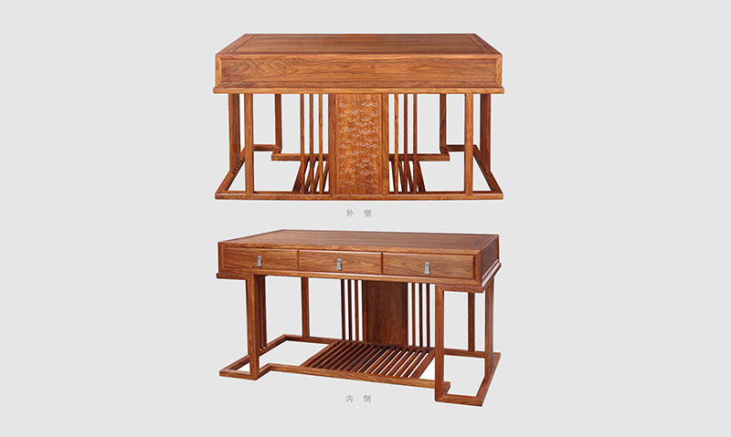 平利 别墅中式家居书房装修实木书桌效果图