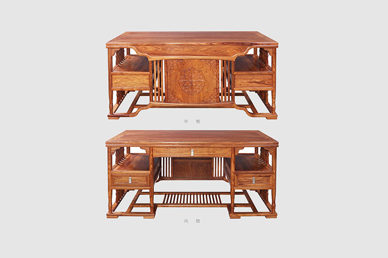 平利中式家居装饰书房桌椅组合家具效果图